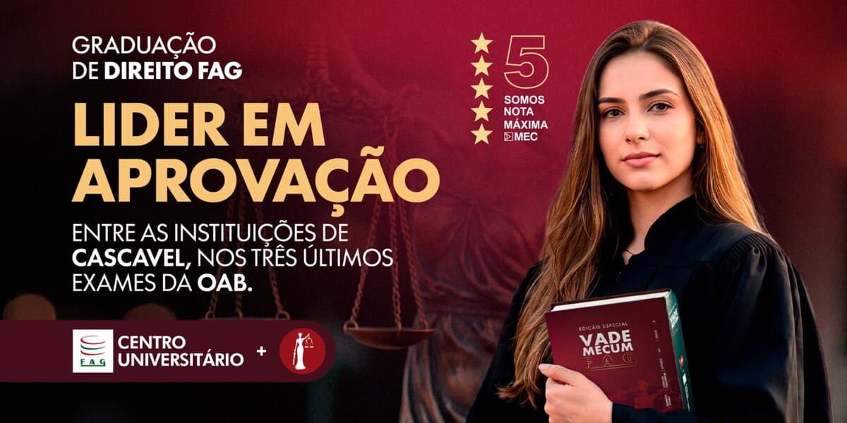 Direito FAG se destaca entre os cursos com maior aprovação no Exame da OAB em Cascavel